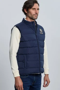 Colete acolchoado azul marinho com 3 escudos