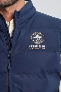 Colete acolchoado azul marinho com 3 escudos