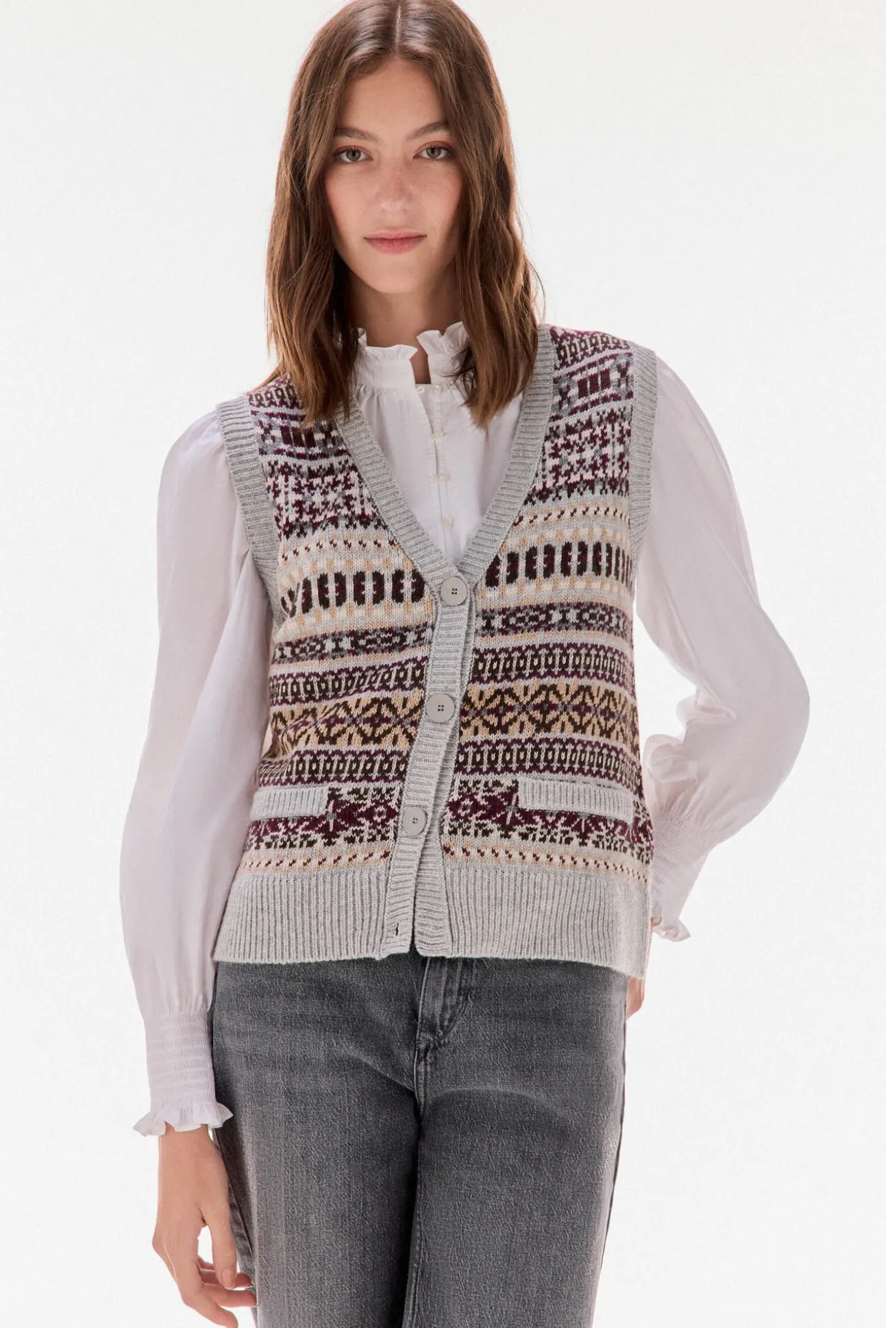 Colete jacquard geométrico