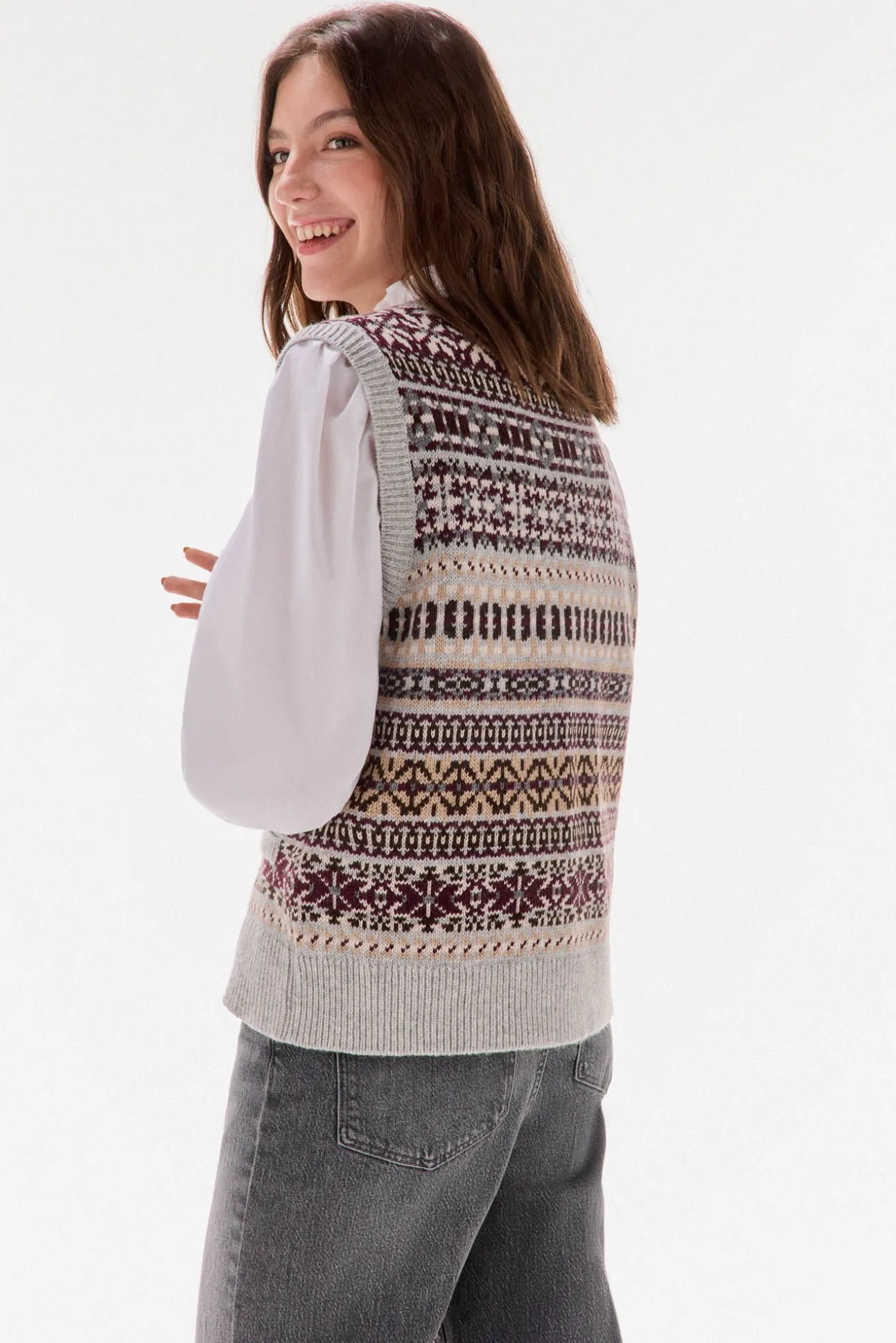 Colete jacquard geométrico