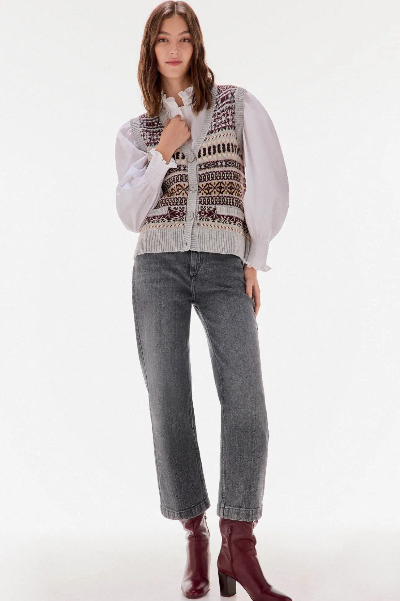 Colete jacquard geométrico