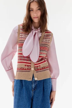 Colete jacquard geométrico