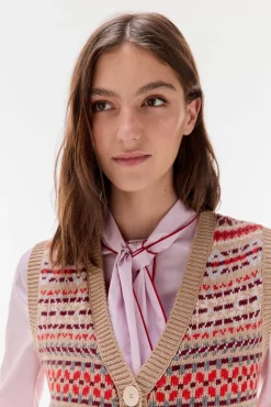 Colete jacquard geométrico