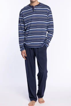 Conjunto de pijama comprido Elegance em modal/algodão com carcela gola