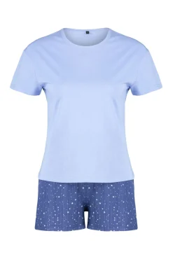 Conjunto de pijama curto estampado com estrelas azuis