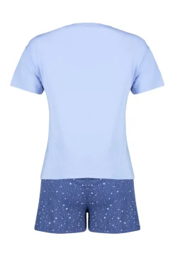 Conjunto de pijama curto estampado com estrelas azuis