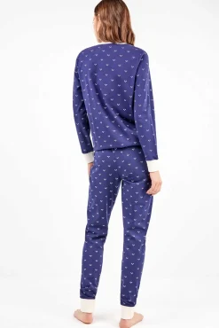 Conjunto de pijama de coração de algodão