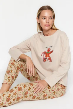 Conjunto de pijama de gengibre cru de Natal