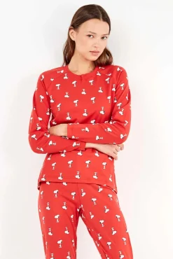 Conjunto de pijama de malha micro interlock com estampado do Snoopy