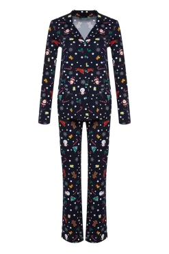 Conjunto de pijama de Natal azul marinho