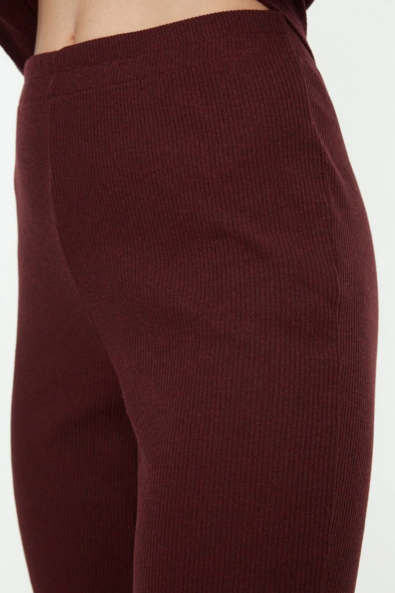 Conjunto de pijama de veludo cotelê bordô