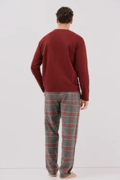 Conjunto de pijama malha e tecido
