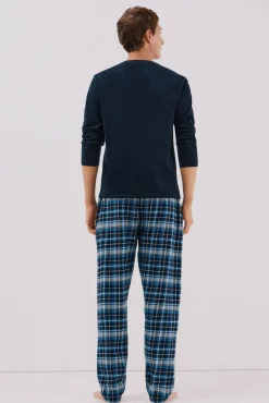 Conjunto de pijama malha e tecido