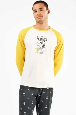 Conjunto de pijama masculino Snoopy em malha malha