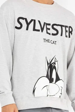 Conjunto de pijama masculino Sylvester em malha malha