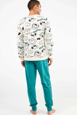 Conjunto de pijama masculino Snoopy em malha malha