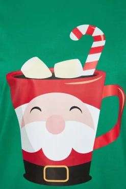 Conjunto de pijama xadrez verde de Natal