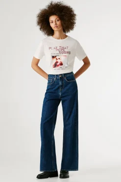 Corte jeans reta de cintura ultra alta