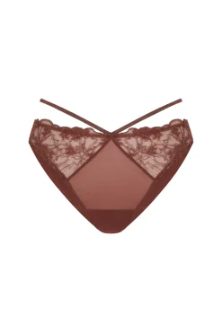 Cueca brasileira de renda lurex marrom
