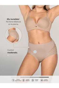 Cueca cinta clássica com controle moderado da barriga e faixas de tule