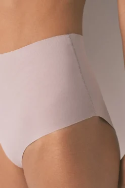 Cueca de algodão bege cintura alta