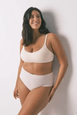 Cueca de algodão rosa cintura alta