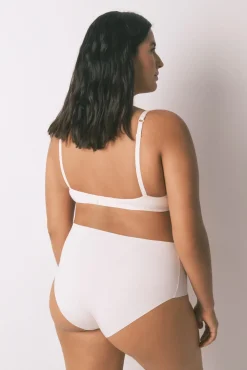 Cueca de algodão rosa cintura alta