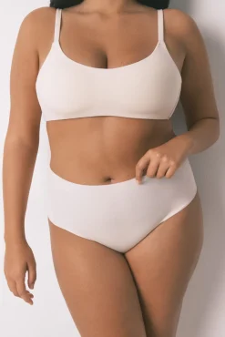 Cueca de algodão rosa cintura alta