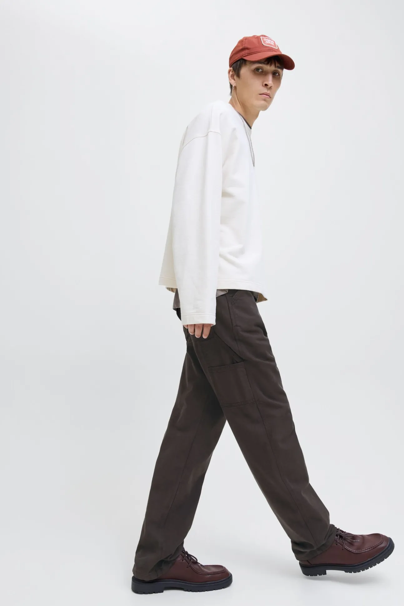 Denim cargo calça