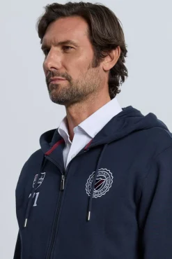 Fecho-Éclair com sweatshirt e escudo azul marinho