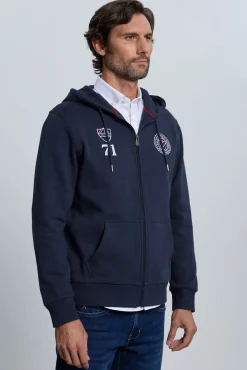 Fecho-Éclair com sweatshirt e escudo azul marinho