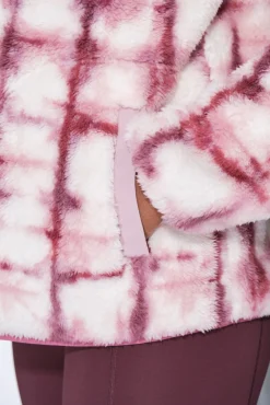 Fecho-Éclair de sweatshirt com polar rosa chiclete
