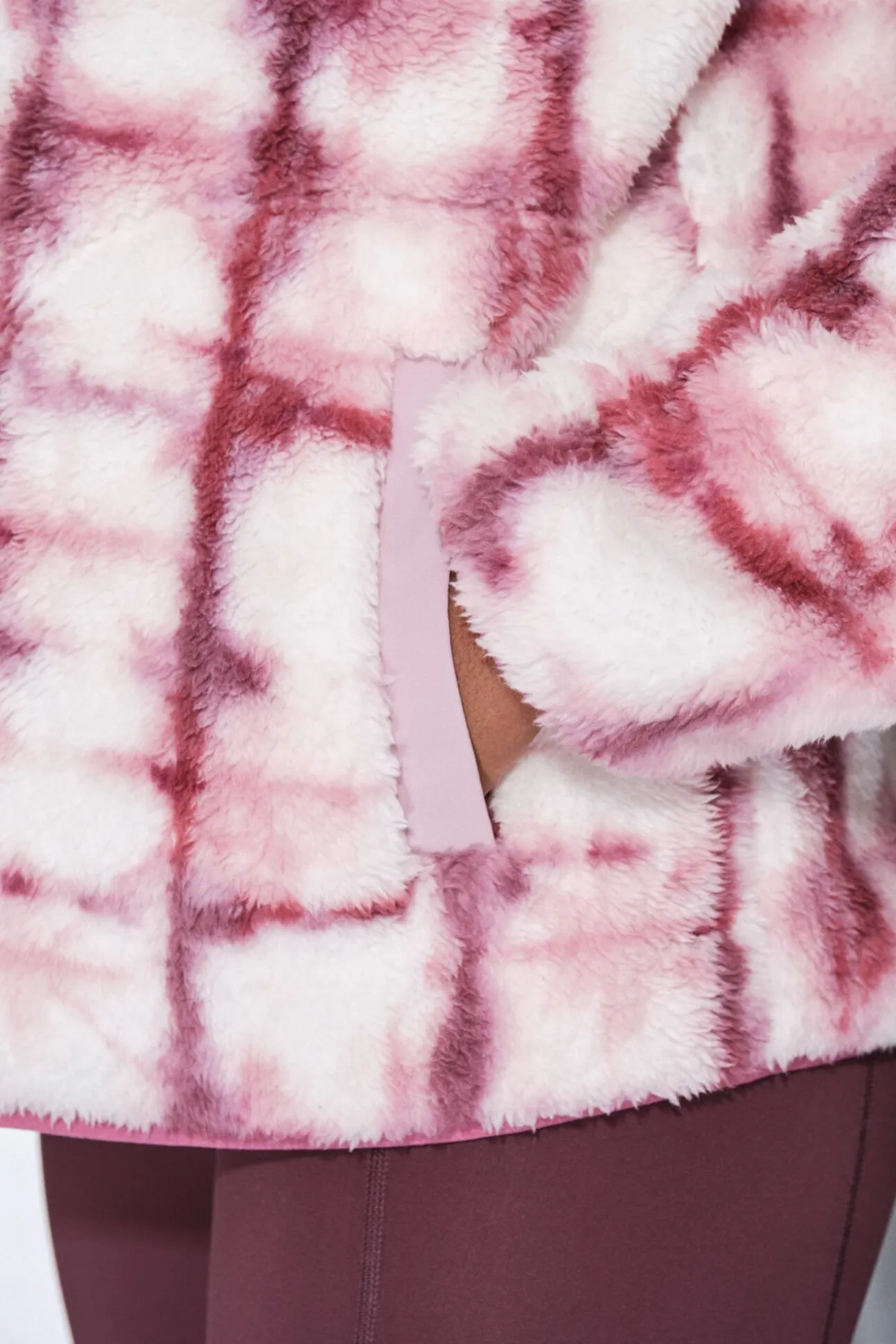 Fecho-Éclair de sweatshirt com polar rosa chiclete