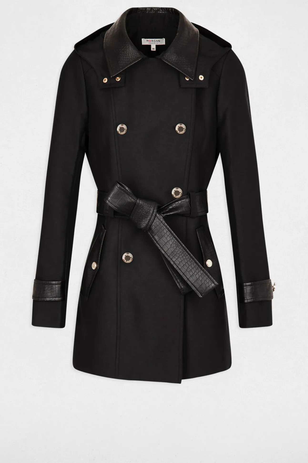 Gabardina com couro sintético