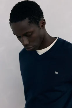 Gola de lã merino e cashmere com bico