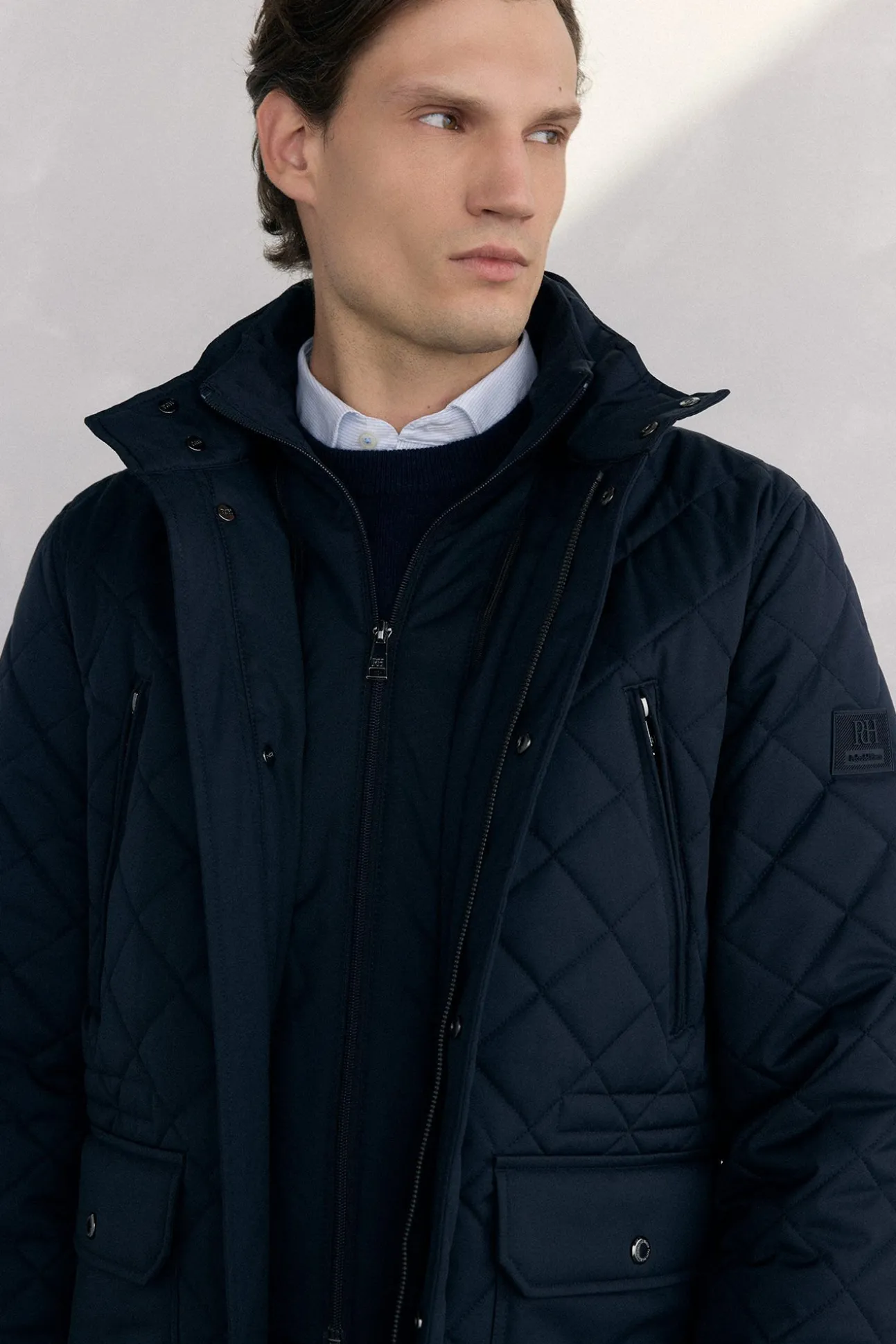 Jaqueta acolchoada com padrão de diamante