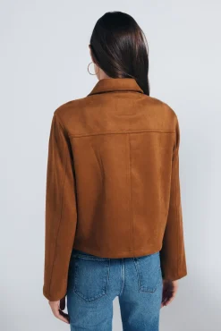 Jaqueta de bolso de camurça