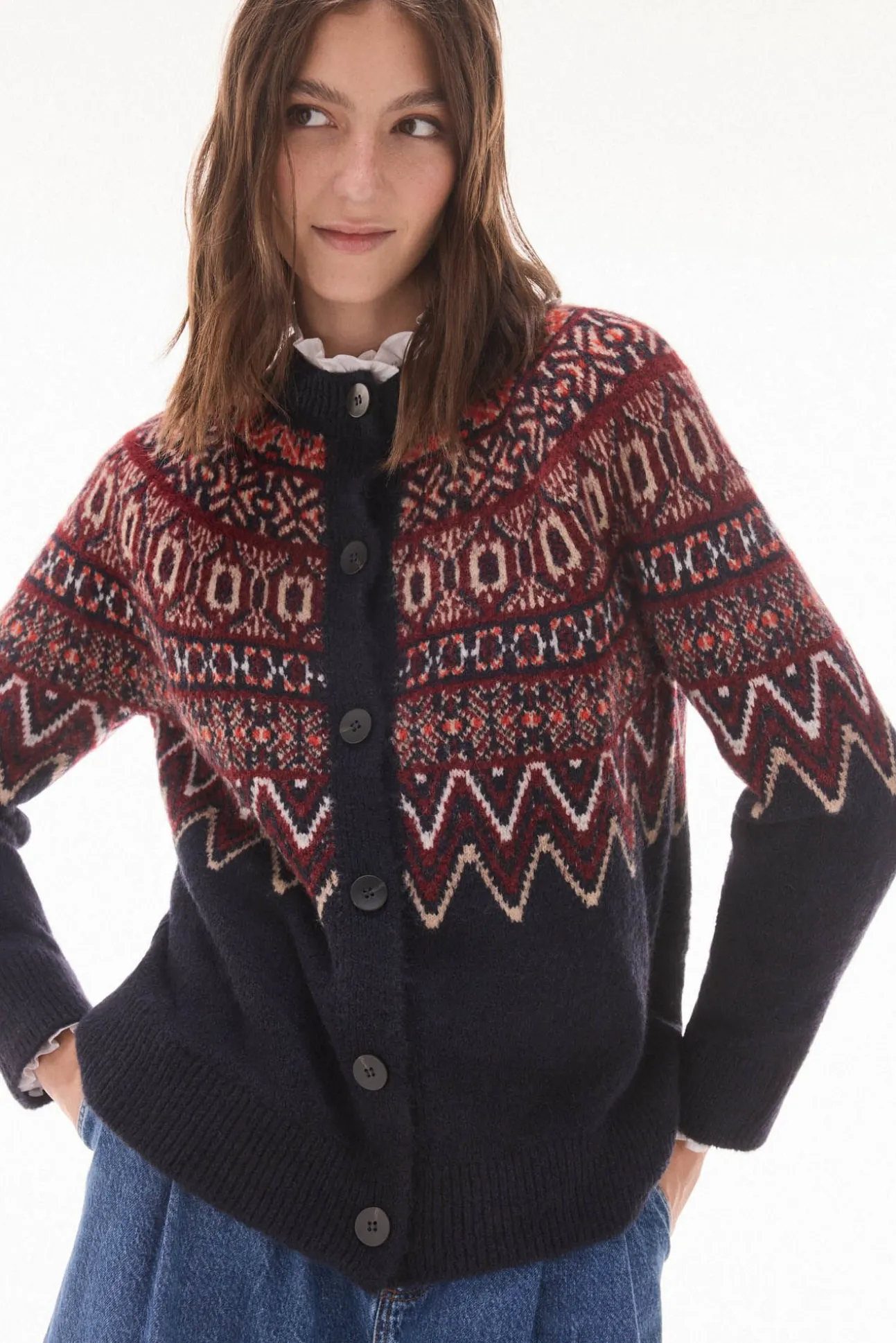 Jaqueta jacquard geométrica multicolor