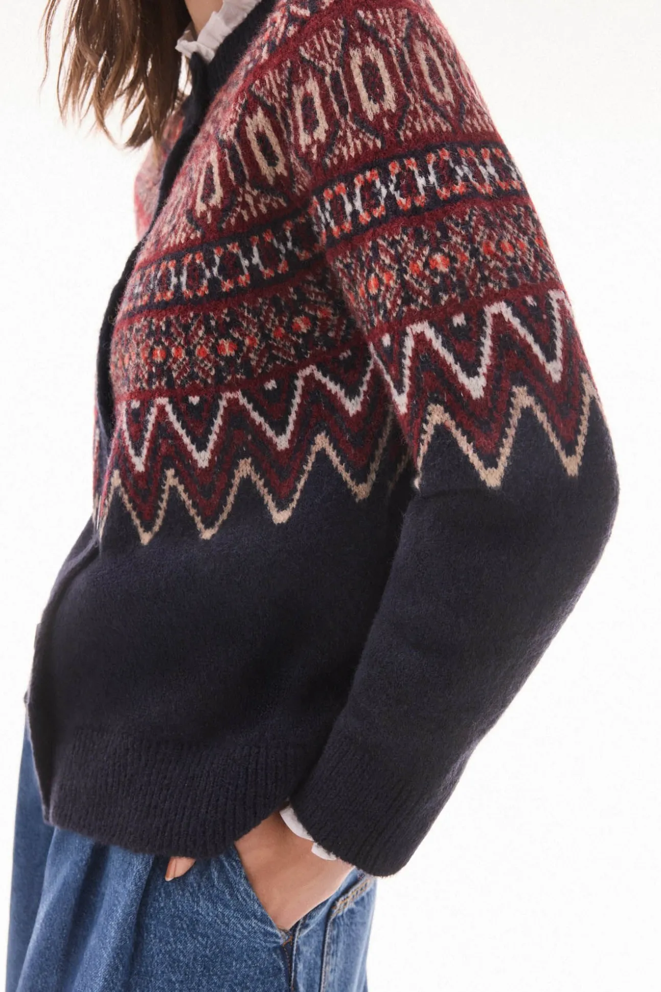Jaqueta jacquard geométrica multicolor