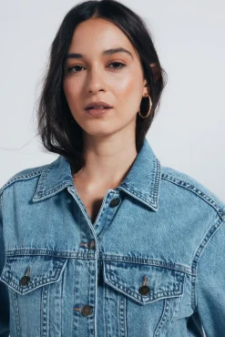 Jaqueta jeans de algodão oversized