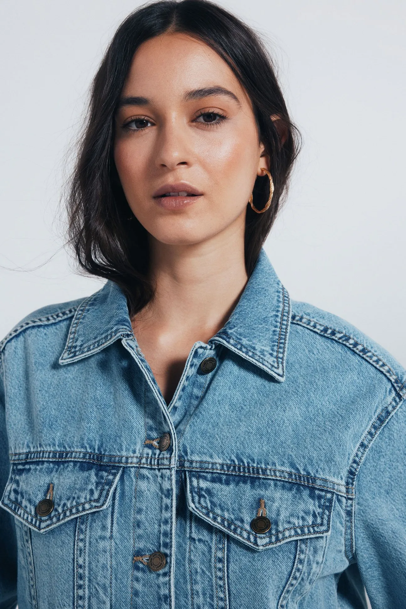 Jaqueta jeans de algodão oversized