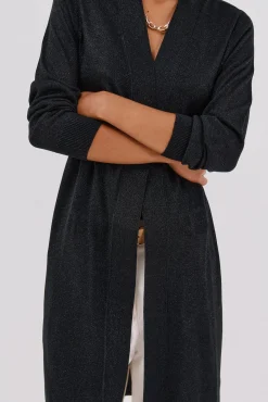 Jaqueta longa em lurex