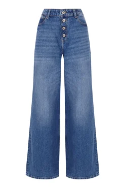 Jeans de botões largos
