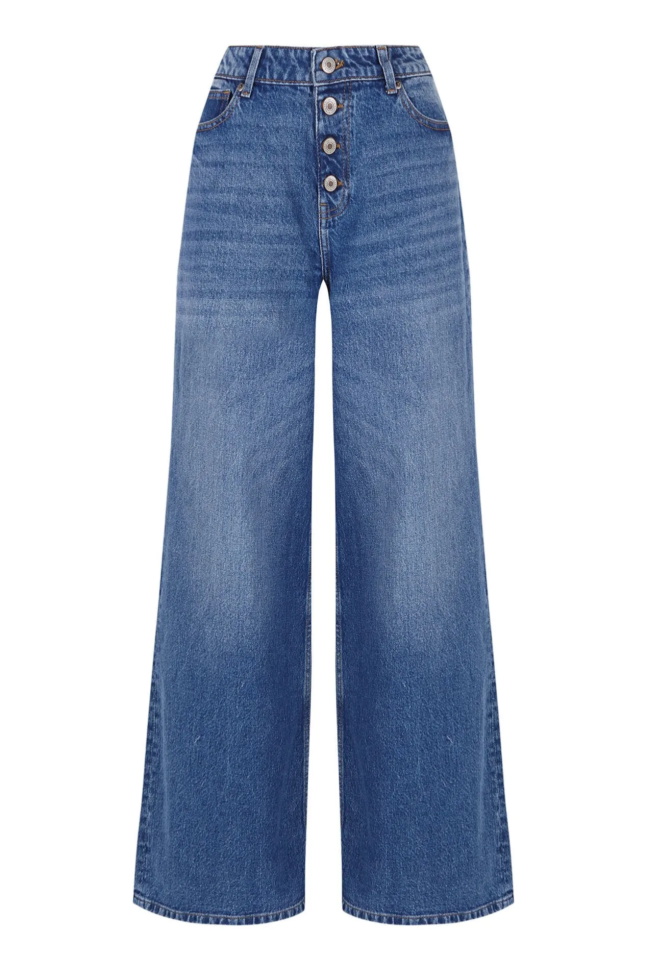 Jeans de botões largos
