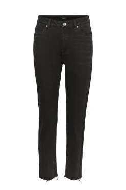 Jeans retas de cintura subida
