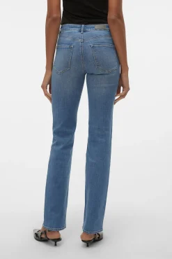 Jeans retas de cintura subida