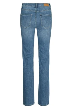 Jeans retas de cintura subida