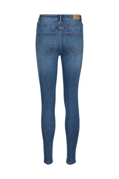 Jeans skinny de mulher com cintura alta