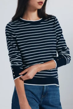 Jersey fino com botões e punhos