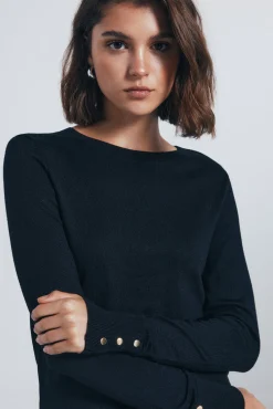 Jersey fino com botões e punhos